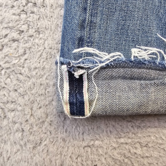 J Crew Point Sur Denim Jeans Womens 29 Selvedge Y2K Grunge Cuffed Distressed - Picture 4 of 16